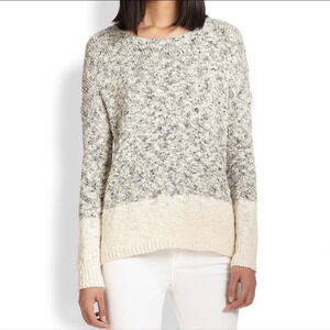 Vince. Marled Black with Band of Cream at Bottom‎ of Sweater. Size Medium.